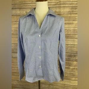 Anne Klein Light Blue Striped Button Down Blouse